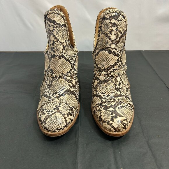 Mata Coffee Snake Viola-1‎ cut-out side chunky heel booties size 8.5 - Picture 3 of 8